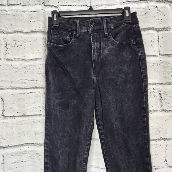 Good American Good Waist Crop Raw Hem Distressed Jeans Black Size 6 - Picture 4 of 11